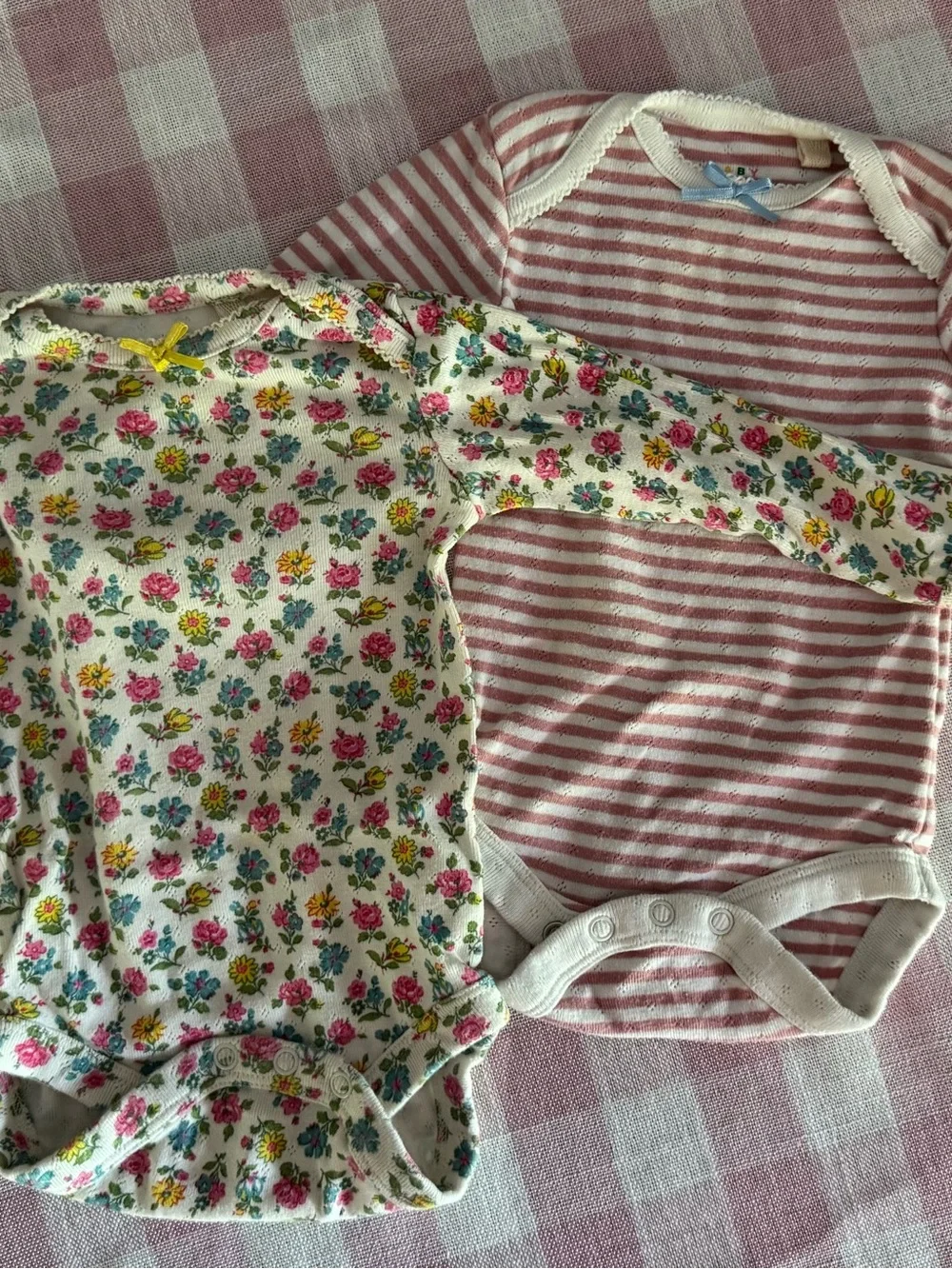 Baby Boden Floral & Pink Stripe Long-Sleeve One-Piece Bundle